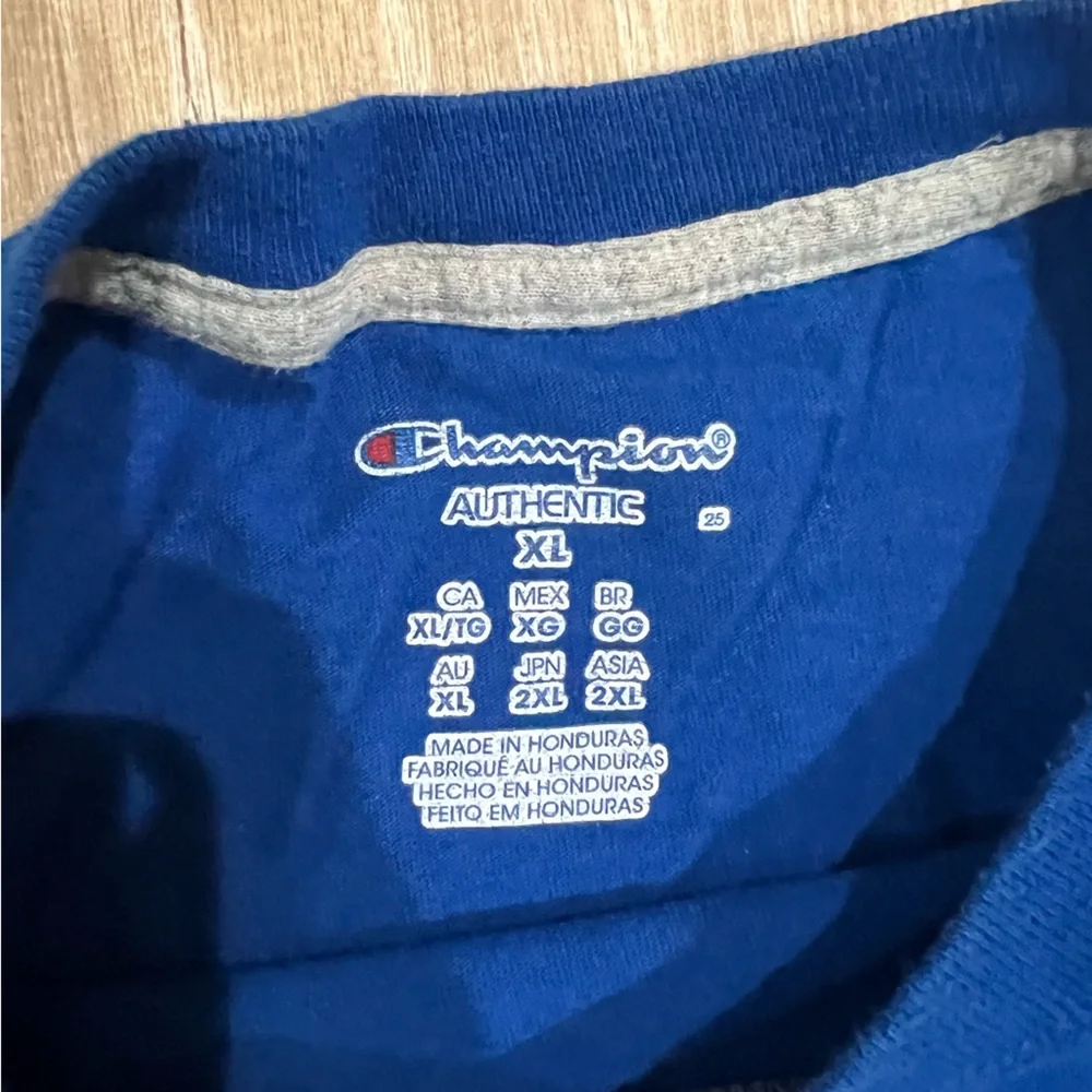 Champion Authentic Blue Logo Tee casual short sleeve t-shirt men’s XL - Picture 4 of 5